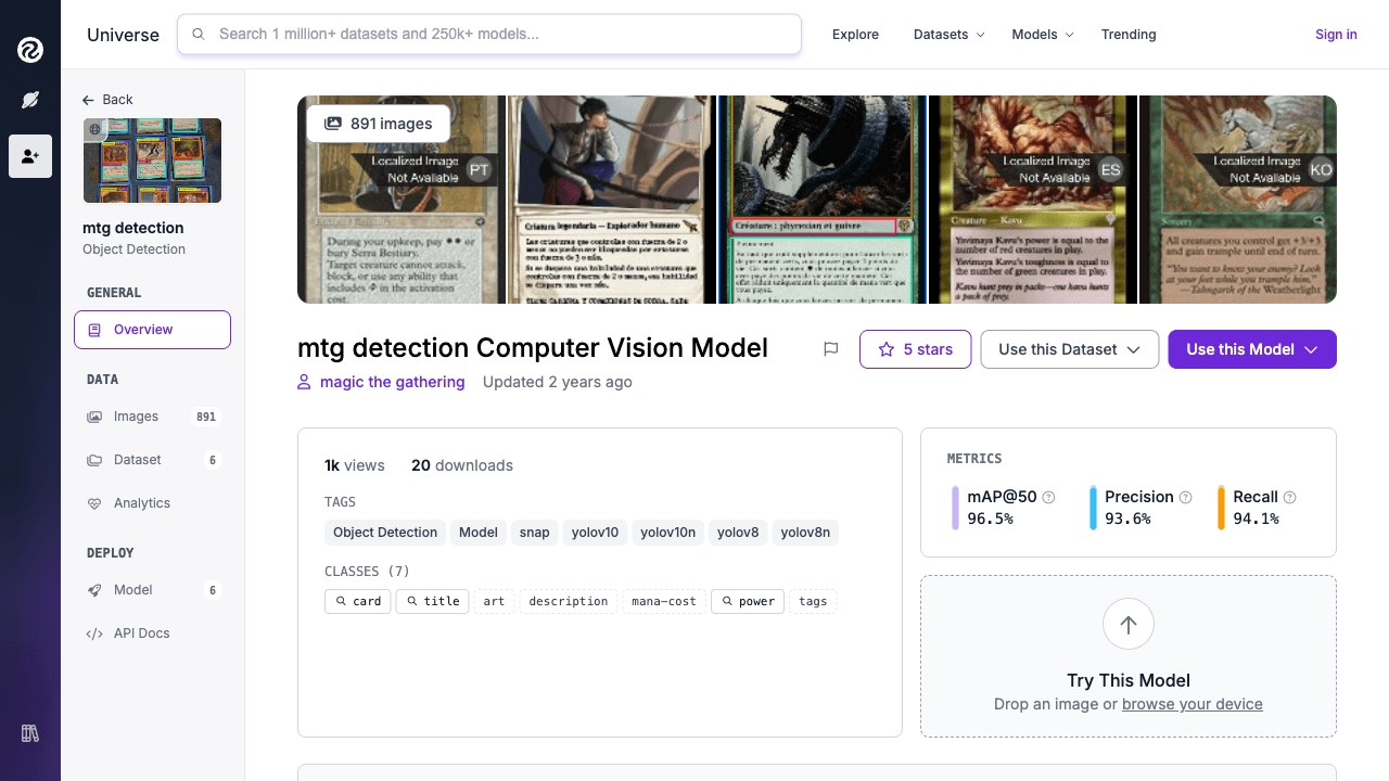 Roboflow Universe dataset overview