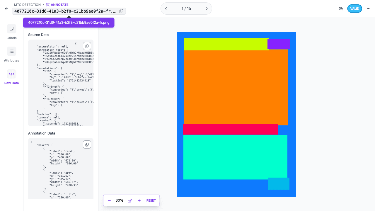 Roboflow Universe Raw Data view